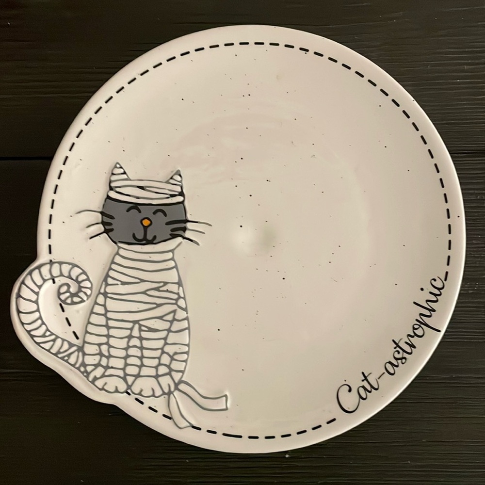 Cat Mummy ceramic dish Cat-astrophic nwt